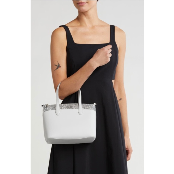 Kate Spade Flash Glitter Satchel Bag Grey NWT Crossbody Adjustable Glam
